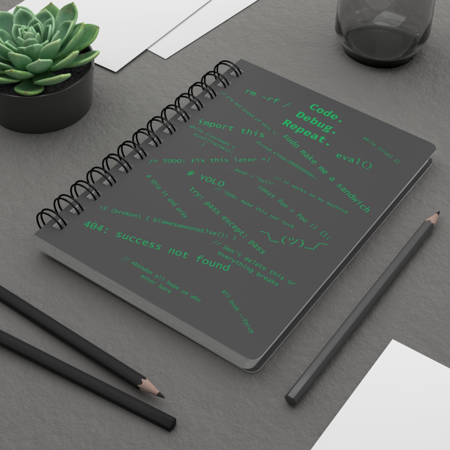 Code. Debug. Repeat Spiral Bound Journal
