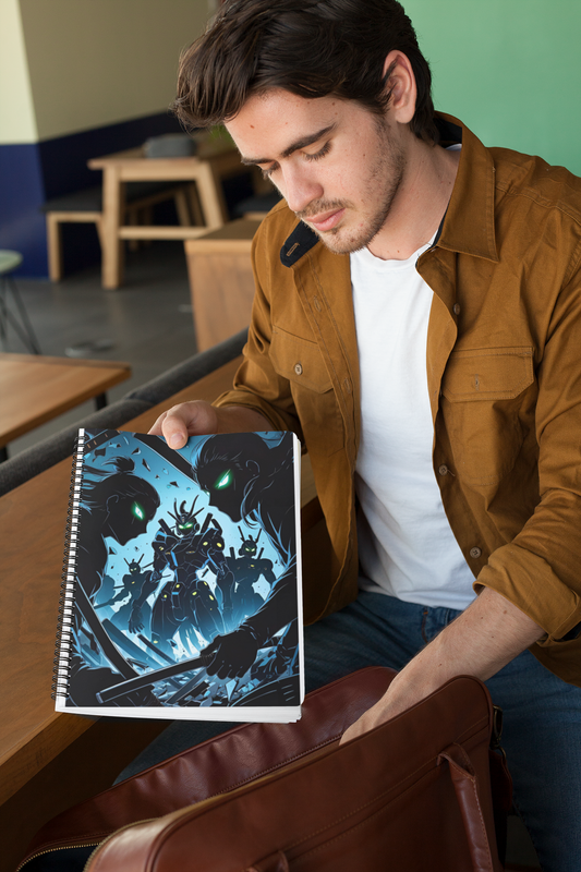 Blue Robot Anime Spiral Notebook - Ruled Line